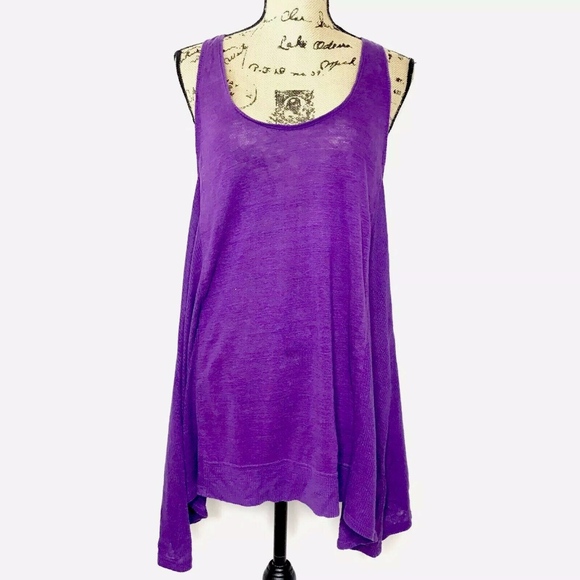 Eileen Fisher Tunic Top Tank Jersey Purple Linen - Picture 1 of 8
